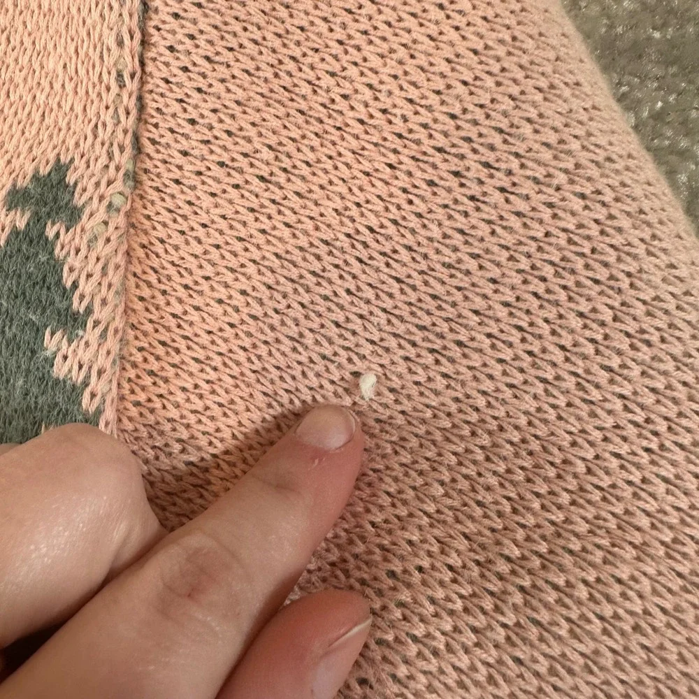 Zara Sheep Landscape Knit Cardigan Pink Green Pastoral Cottagecore Sweater Small - Picture 8 of 8